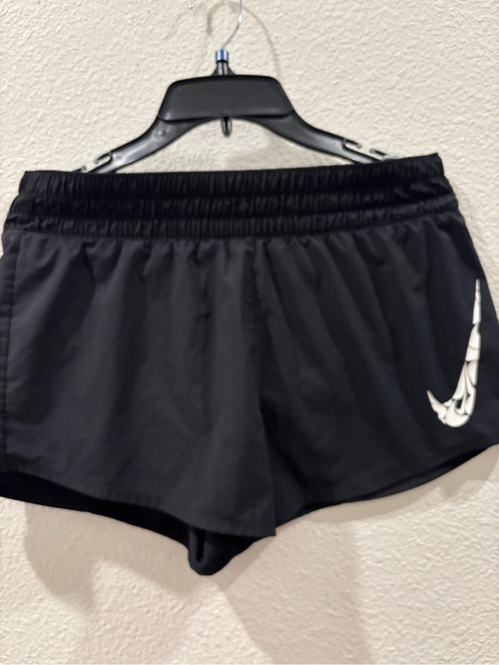 Nike Black Women's Athletic Running Shorts with White Swoosh